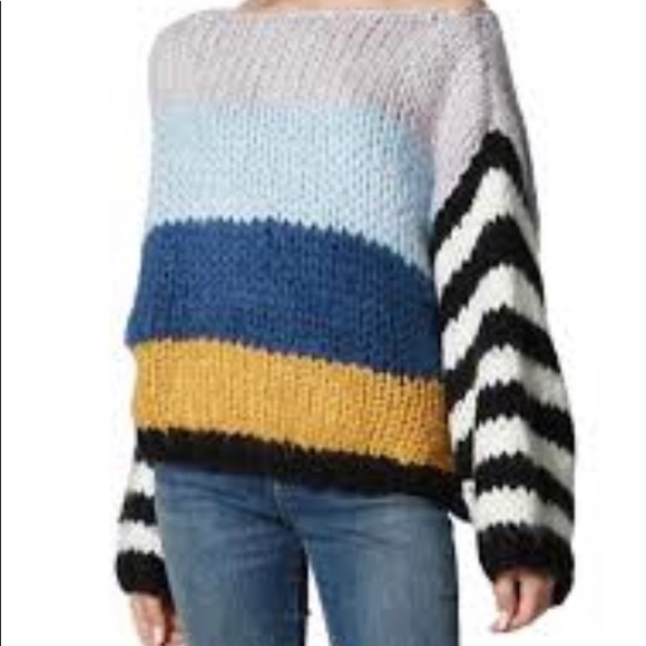 Blank NYC Mixed Signals Chunky Knit Striped Multicolored Sweater Size Large - Picture 1 of 6